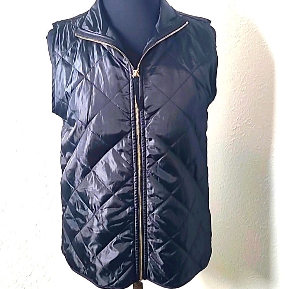 Mudpie - Black Quilted Vest with Gold Zipper, Size Medium - Picture 2 of 9